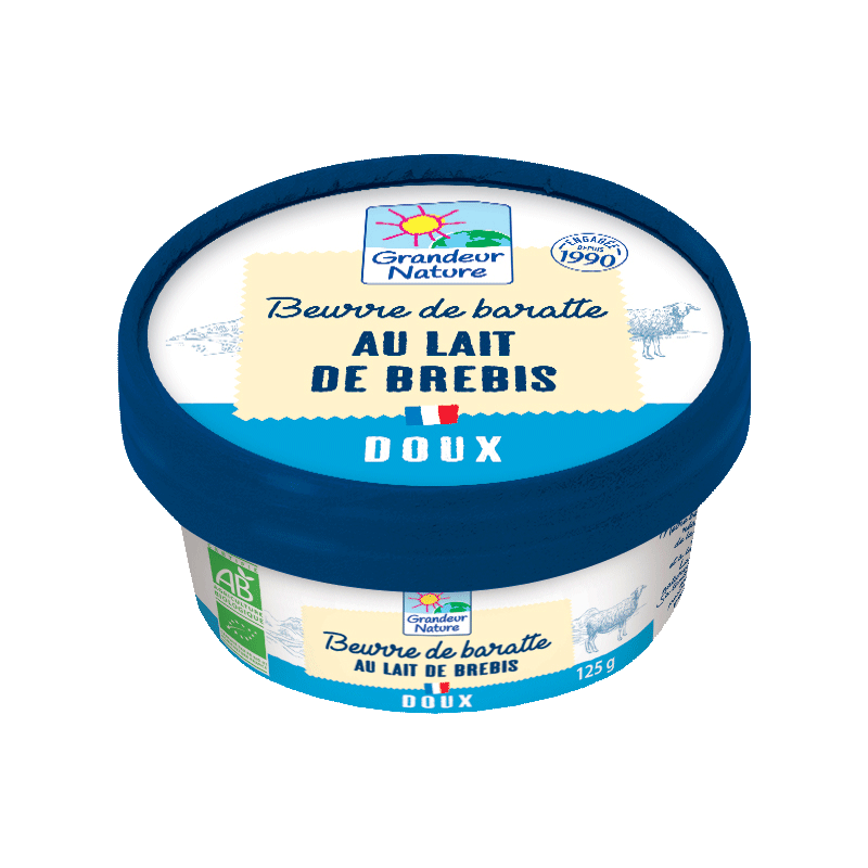 Nouveautés bio : Beurre de baratte brebis doux 125g Grandeur Nature