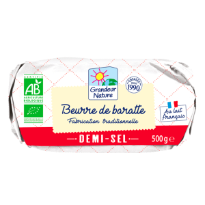 Beurre de baratte grand cru demi sel Grandeur Nature 500g