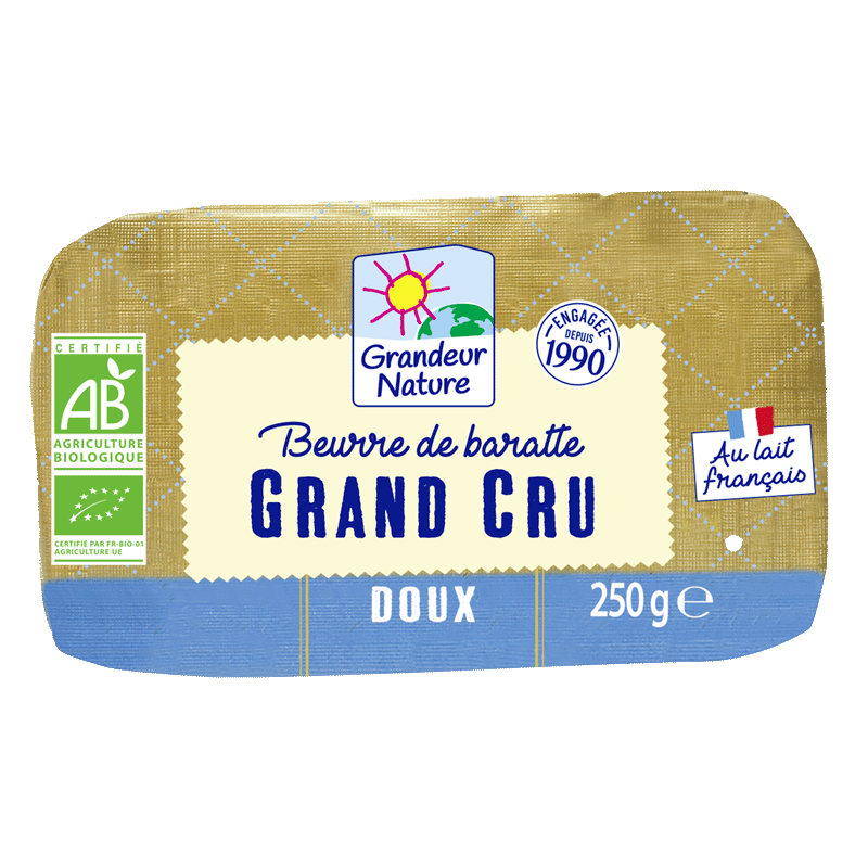 Beurre grand cru doux bio 250g Grandeur Nature