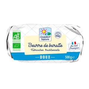 Beurre de baratte grand cru doux bio 500g Grandeur nature