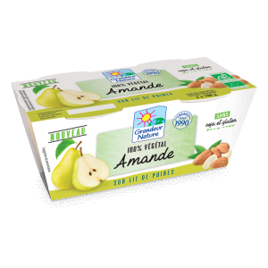 Dessert végétal amandes sur lit de poires Grandeur Nature