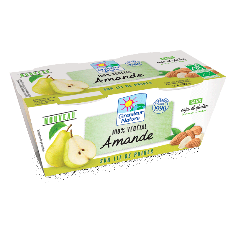 Dessert végétal amandes sur lit de poires Grandeur Nature