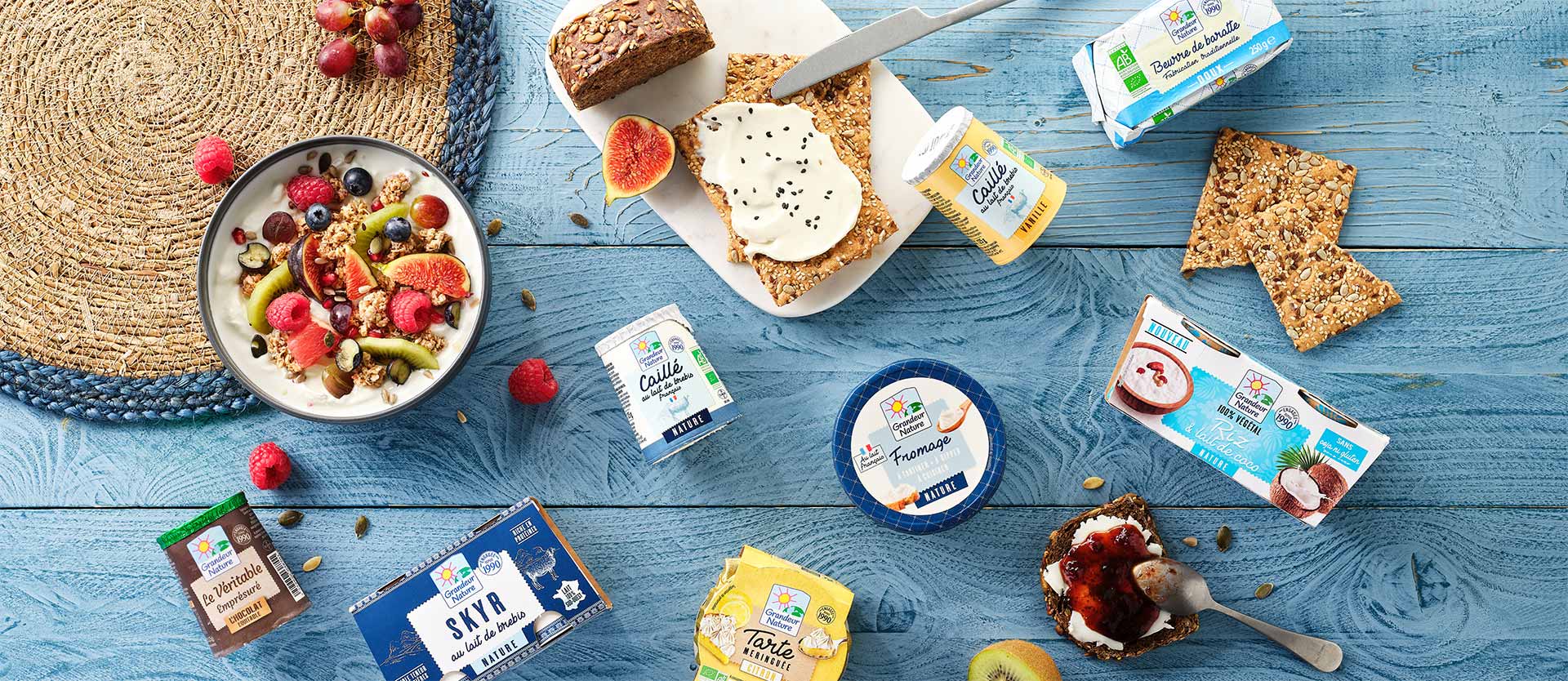 Gammes de produits grandeur nature : crémerie, potages, desserts