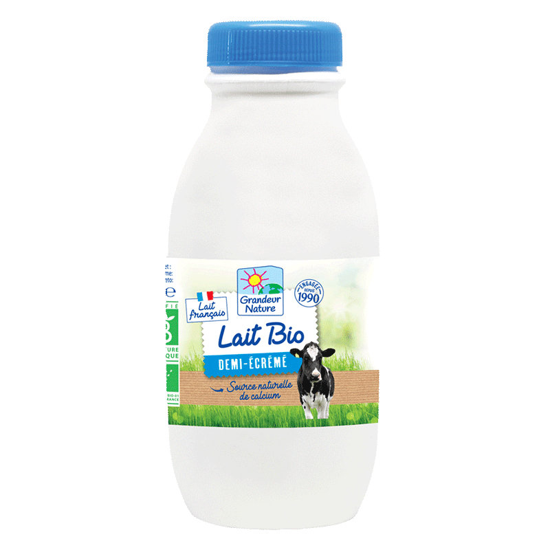 Lait bio Demi Ecreme 50cl Grandeur Nature Format pratique