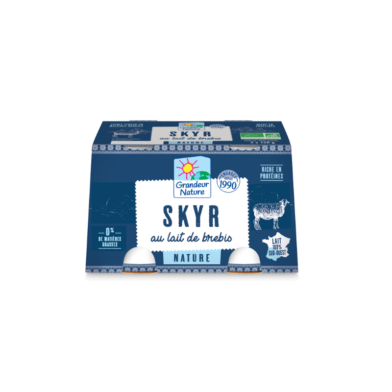 Skyr bio nature lait de brebis 2x120g Grandeur Nature