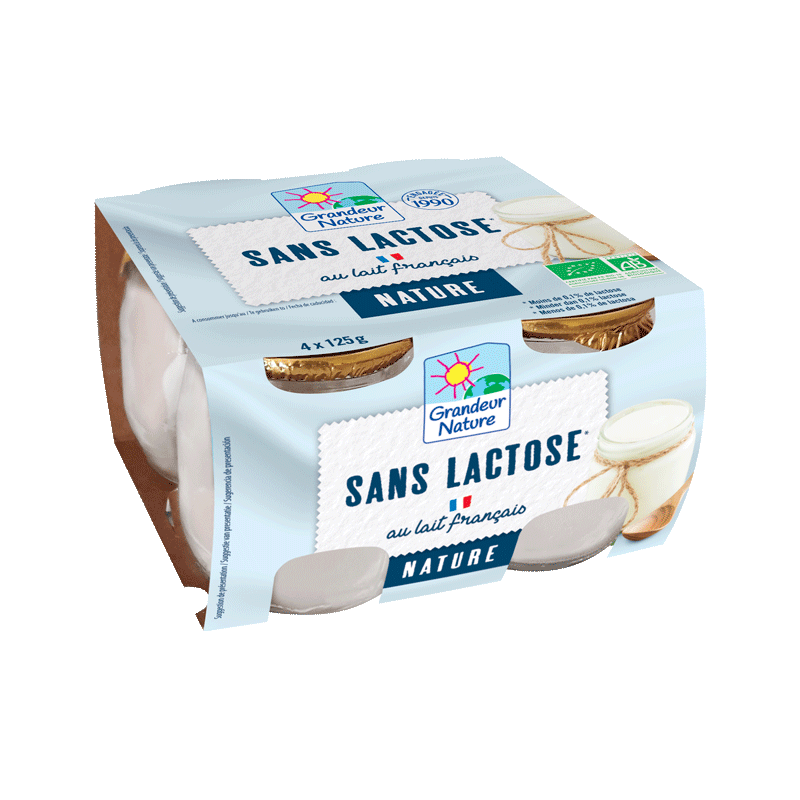 Spécialité laitière délactosée pot verre bio 4x125g Grandeur Nature