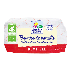 Beurre de baratte moulé demi sel 250g bio Grandeur Nature