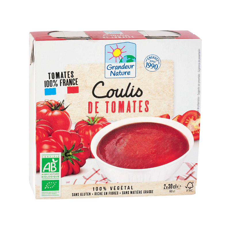 Coulis de tomates 30 cl, origine france bio Grandeur Nature