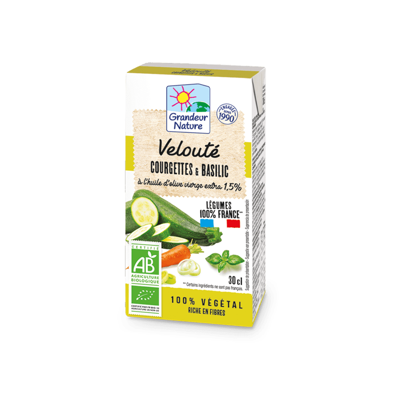 Soupe veloutée courgettes et basilic bio au format 30 cl Grandeur Nature