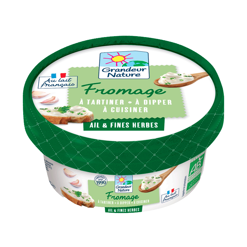 Fromage à tartiner ail & fines herbes bio Grandeur Nature