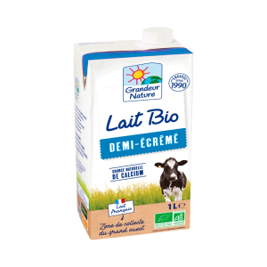 Lait UHT bio 1/2 écrémé brique 1l Grandeur Nature