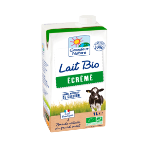 Lait UHT écrémé bio brique 1l grandeur Nature