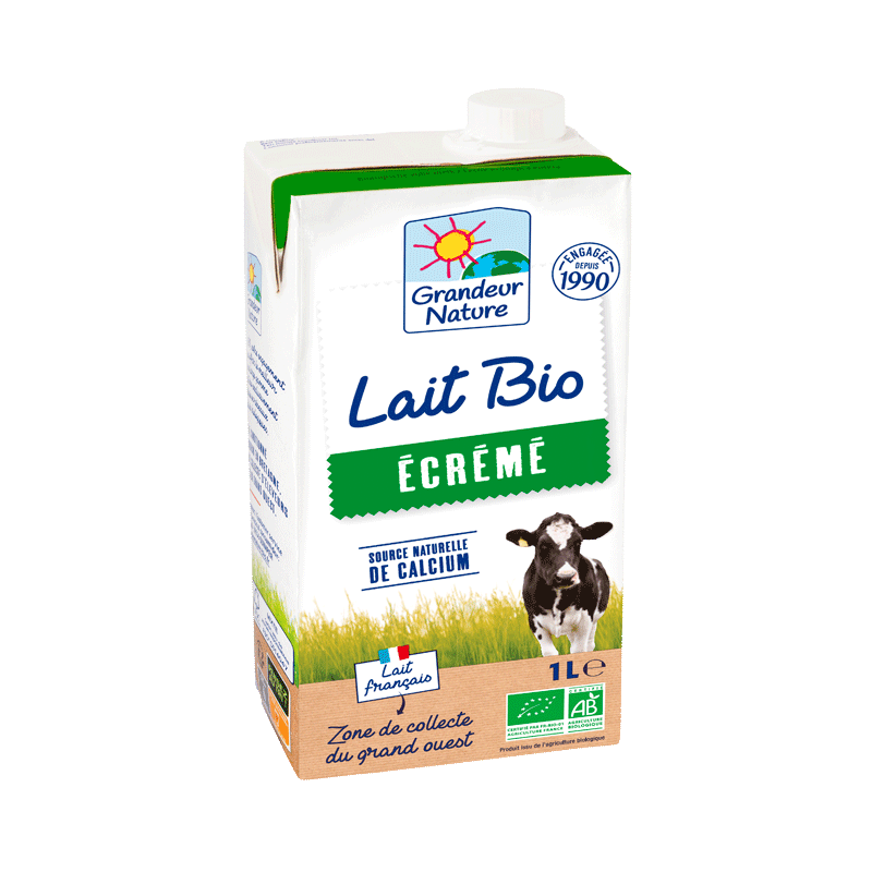 Lait UHT écrémé bio brique 1l grandeur Nature