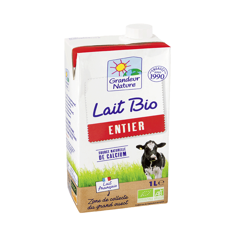 Lait bio entier Brique 1l Grandeur Nature