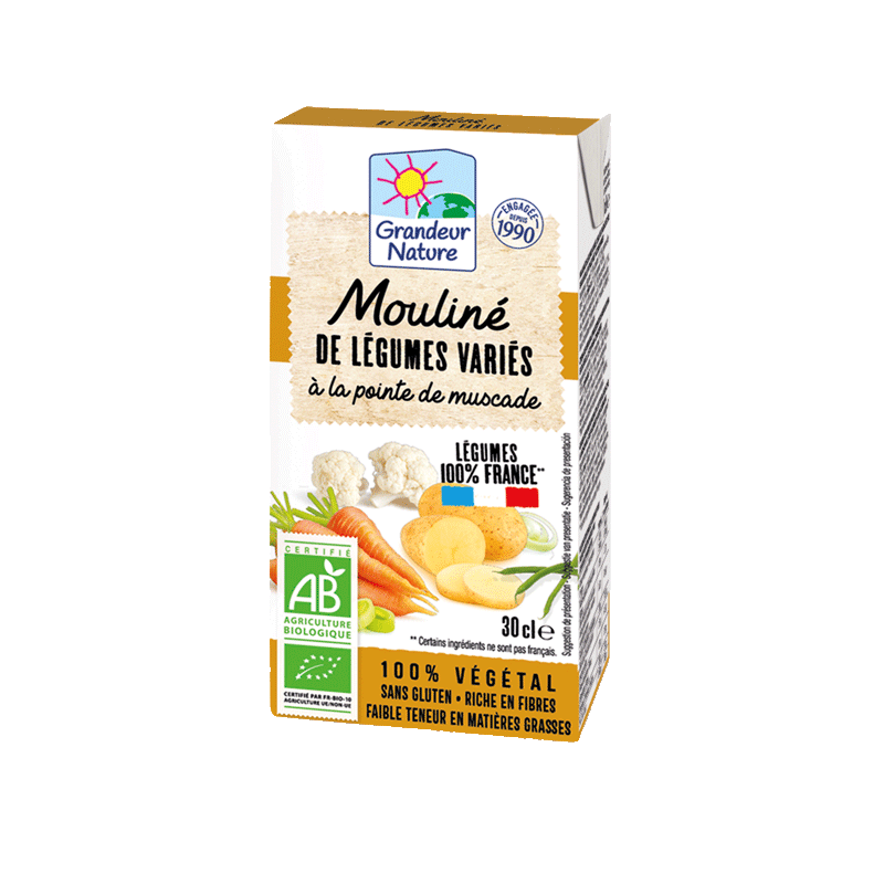 Mouliné de légumes variés bio Grandeur Nature au format 30 cl