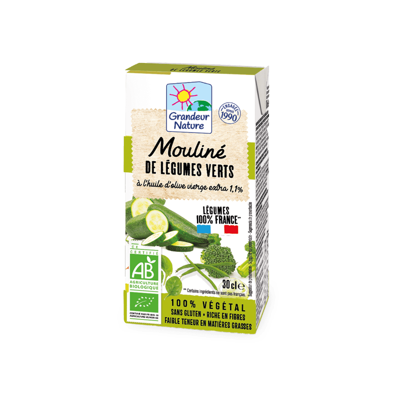 Mouliné de légumes verts bio Grandeur Nature au format 30 cl