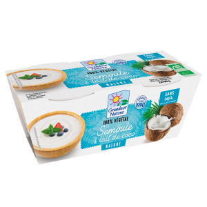 Dessert semoule et lait de coco 100% végétal Grandeur Nature