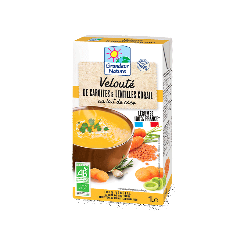 Velouté carottes & lentilles corail bio Grandeur Nature