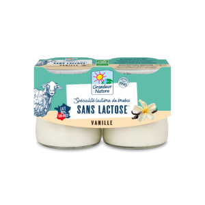 Dessert sans lactose à la vanille au lait de brebis français Grandeur Nature Bio
